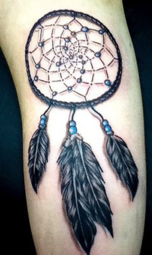 Black Ink Dreamcatcher Tattoo On Arm
